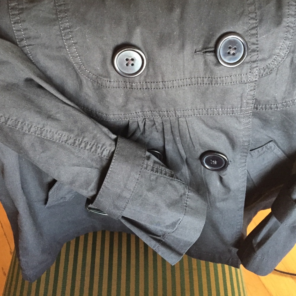 Black Cotton Jacket-Half Trench-XL